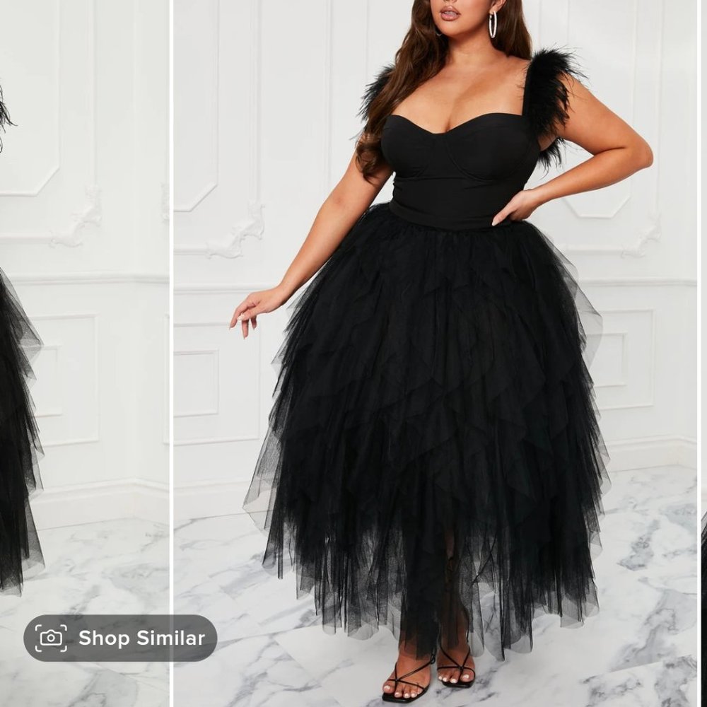 Black Tulle Bodysuit Dress